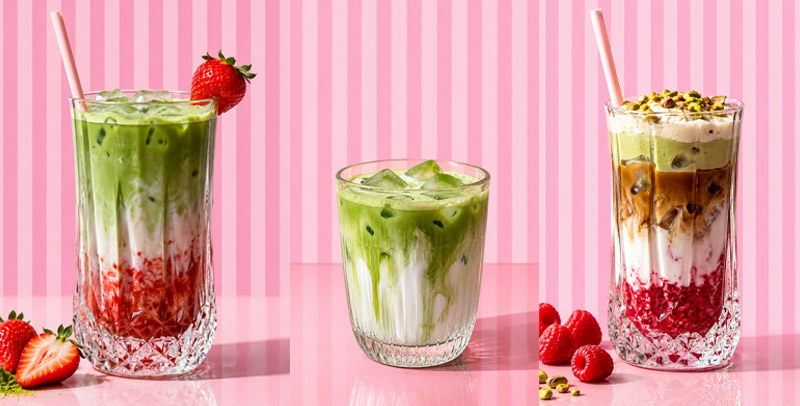 Boissons fraîches signature du Coffee Shop Artyster Le Mans, avec matcha glacé, latte pistache et créations gourmandes idéales pour se rafraîchir en été.